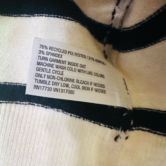 A New Day Black and White Striped Cardigan Sweater - Picture 3 of 4